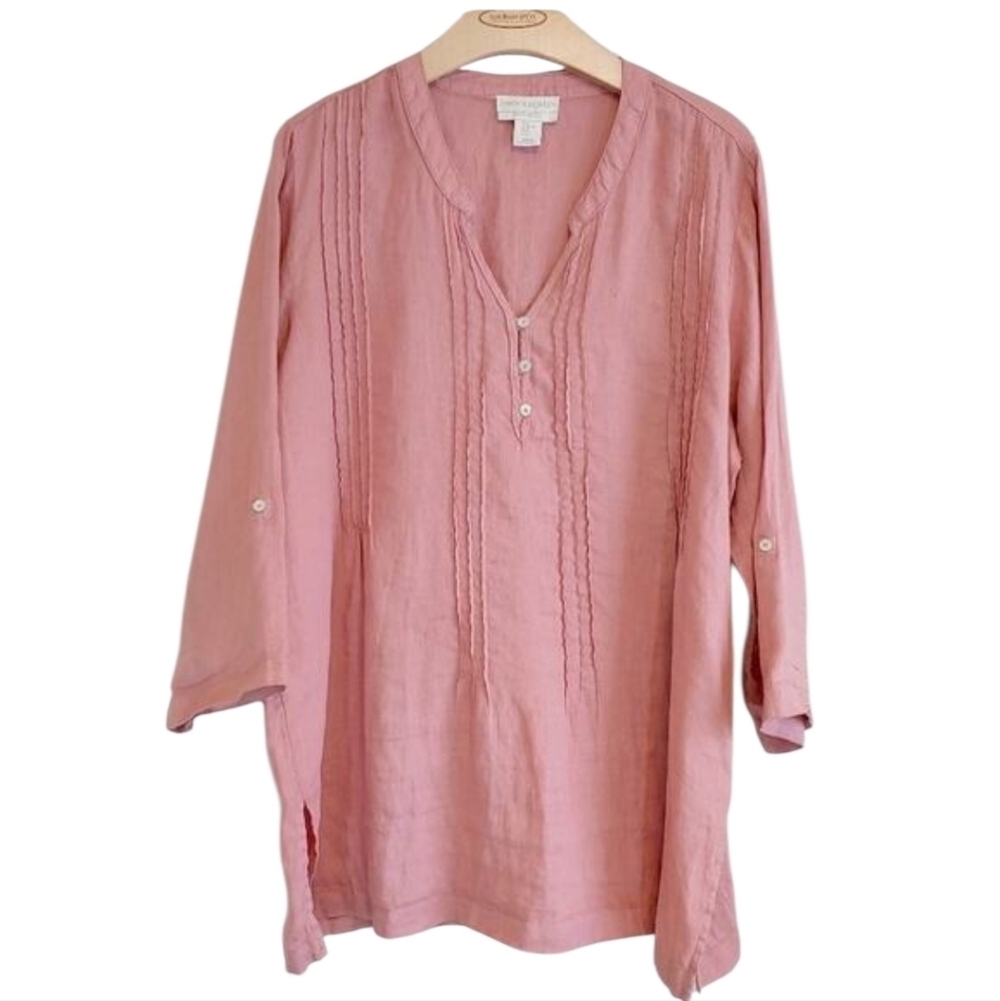 Cynthia Rowley Linen Contemporary Minimalist Tunic Top Sz XL Casual Beachy